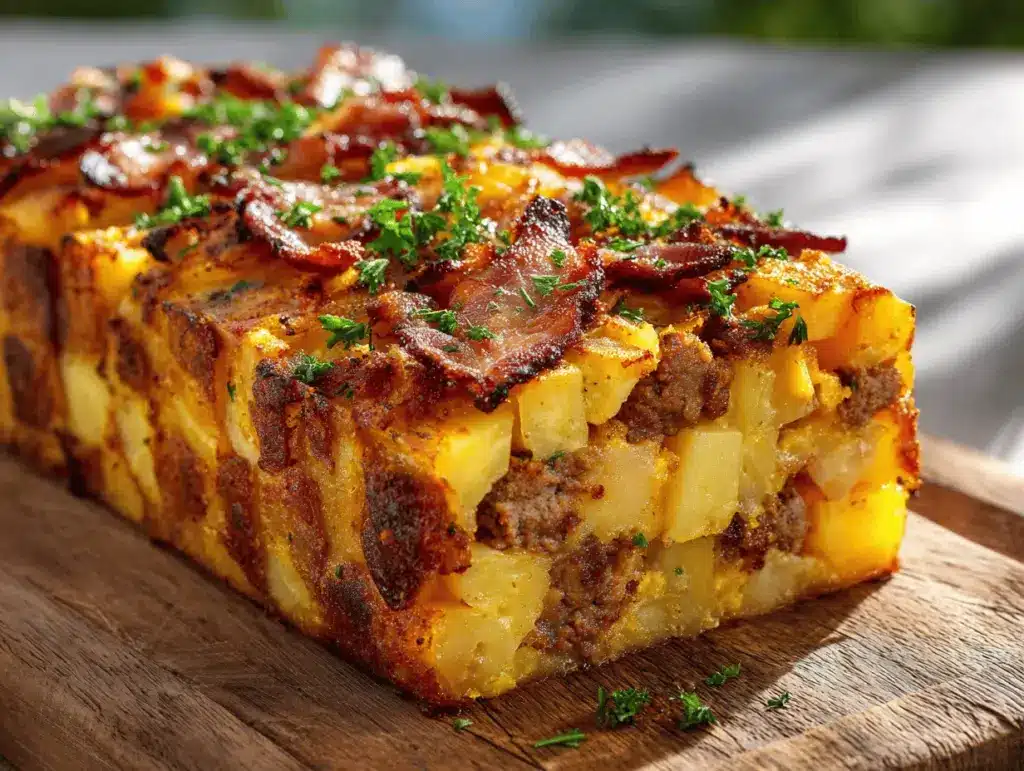 bacon and sausage-stuffed potato loaf - featured image