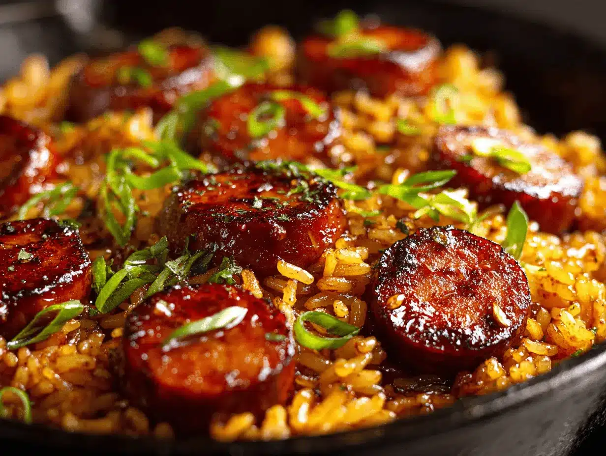 BBQ sausage rice preparation steps