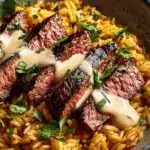 cheesy steak queso rice bowl - featured image