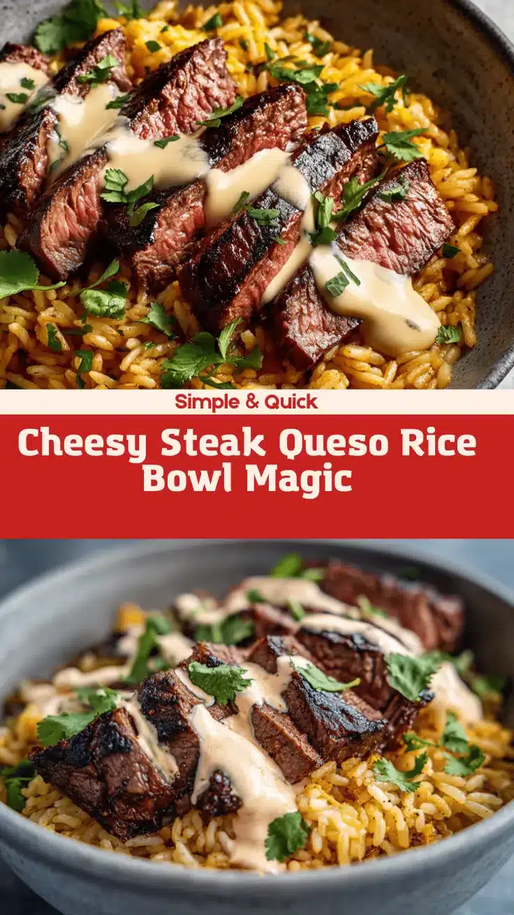 cheesy steak queso rice bowl recipe