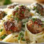 parmesan linguine with garlic butter meatballs - featured image
