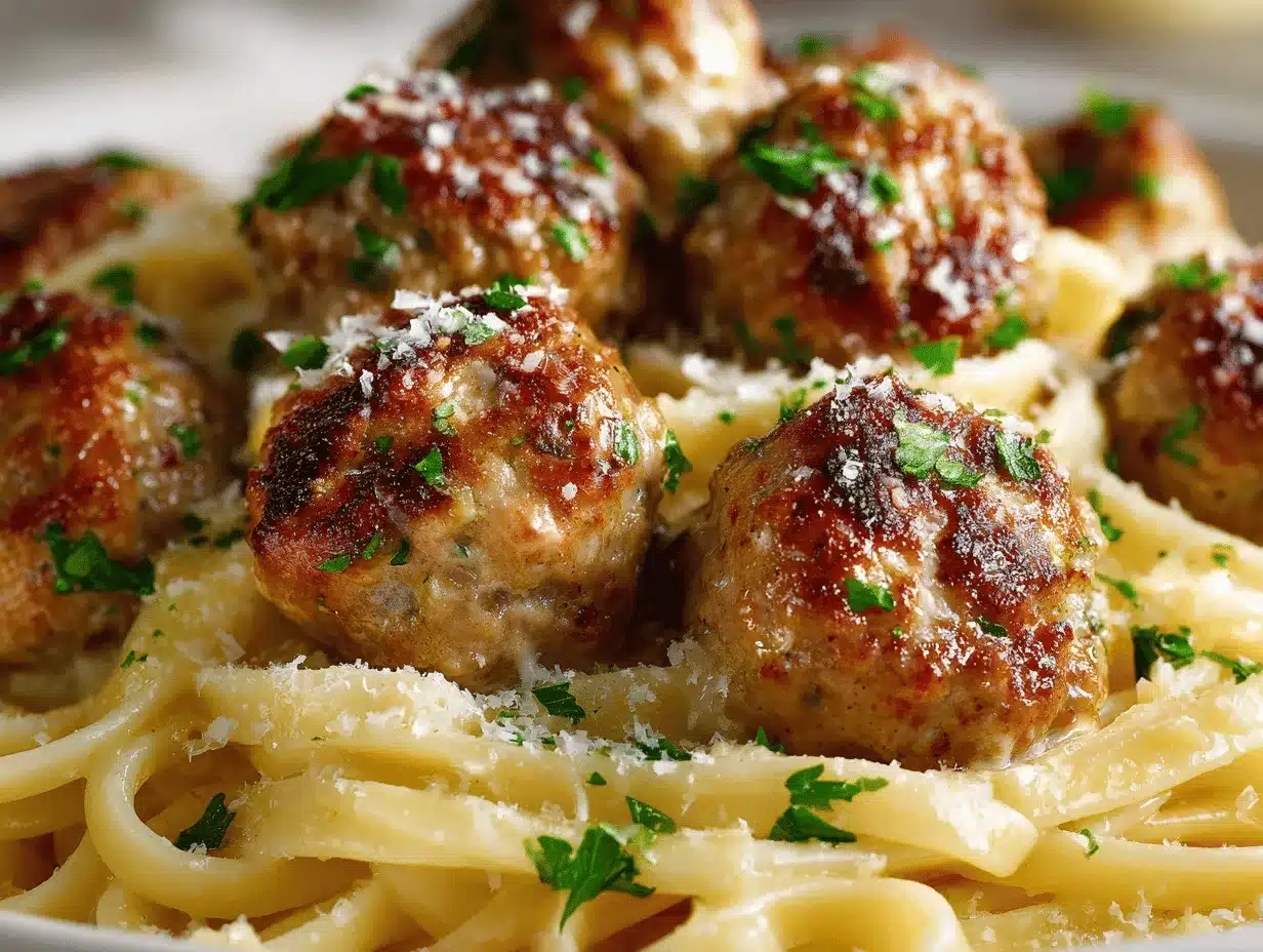 parmesan linguine with garlic butter meatballs preparation steps