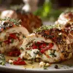 roasted red pepper and goat cheese stuffed chicken - featured image