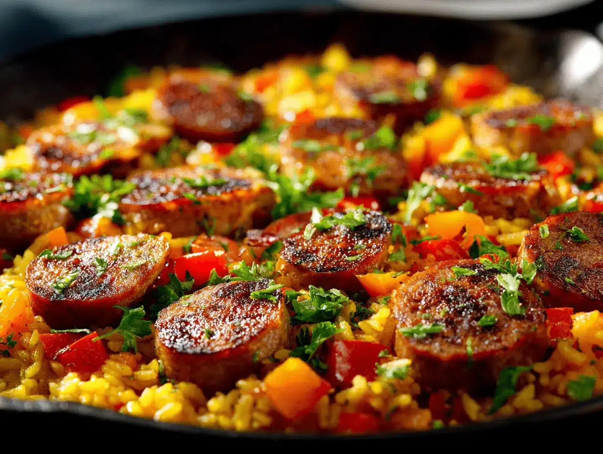sausage and rice skillet preparation steps