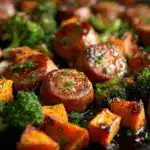 sheet pan sausage and sweet potatoes - featured image