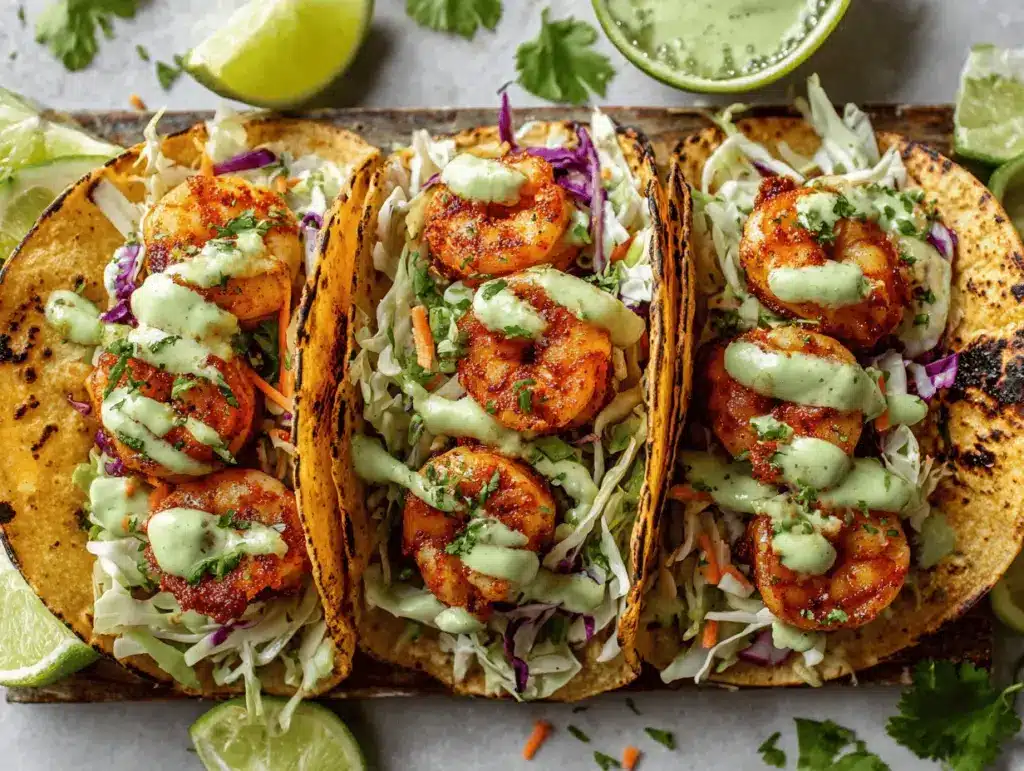 spicy shrimp tacos - featured image