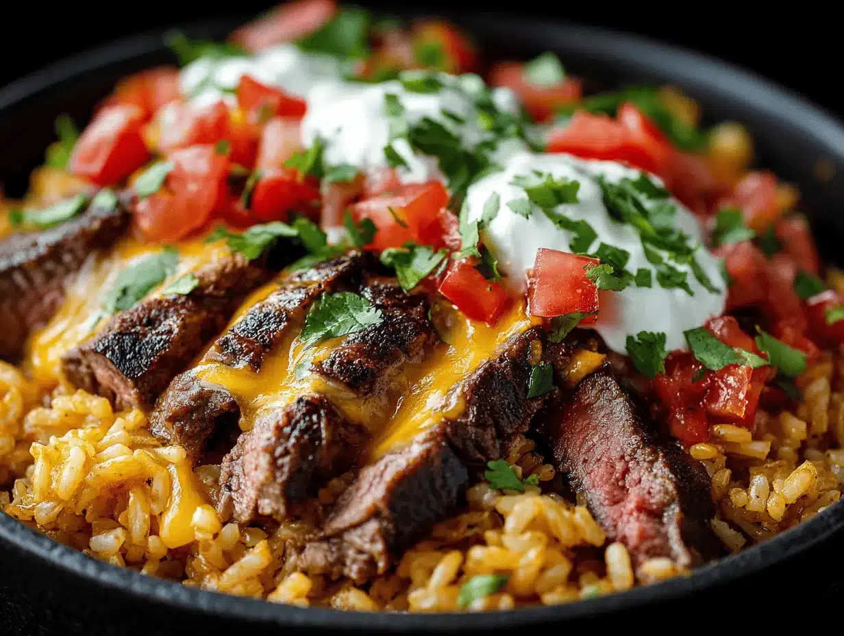 steak queso rice bowl preparation steps