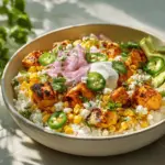 street corn chicken rice bowl - featured image