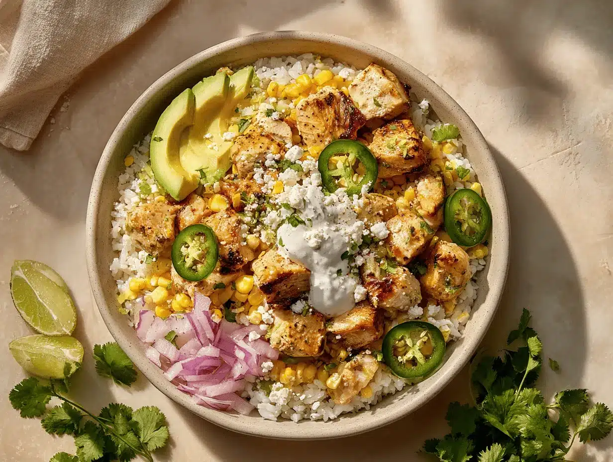 street corn chicken rice bowl preparation steps